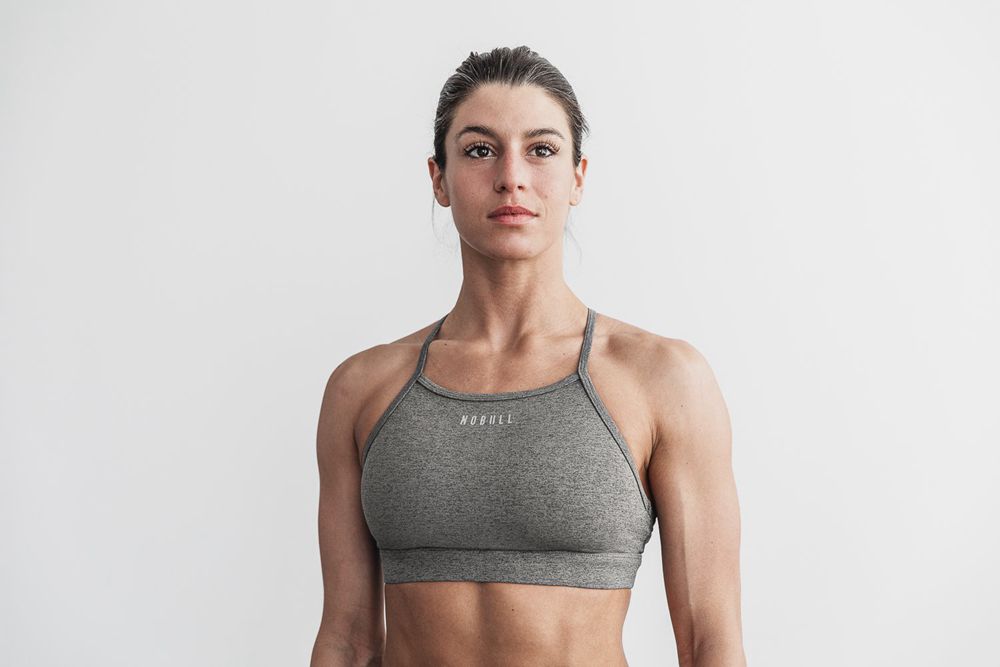 NOBULL Women's High-Neck Sports Bras - Grey Heather - Ireland (0432GRLYT)